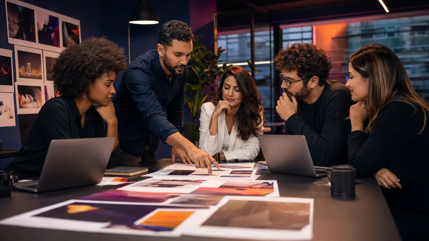 Equipe analisando oportunidades de campanha